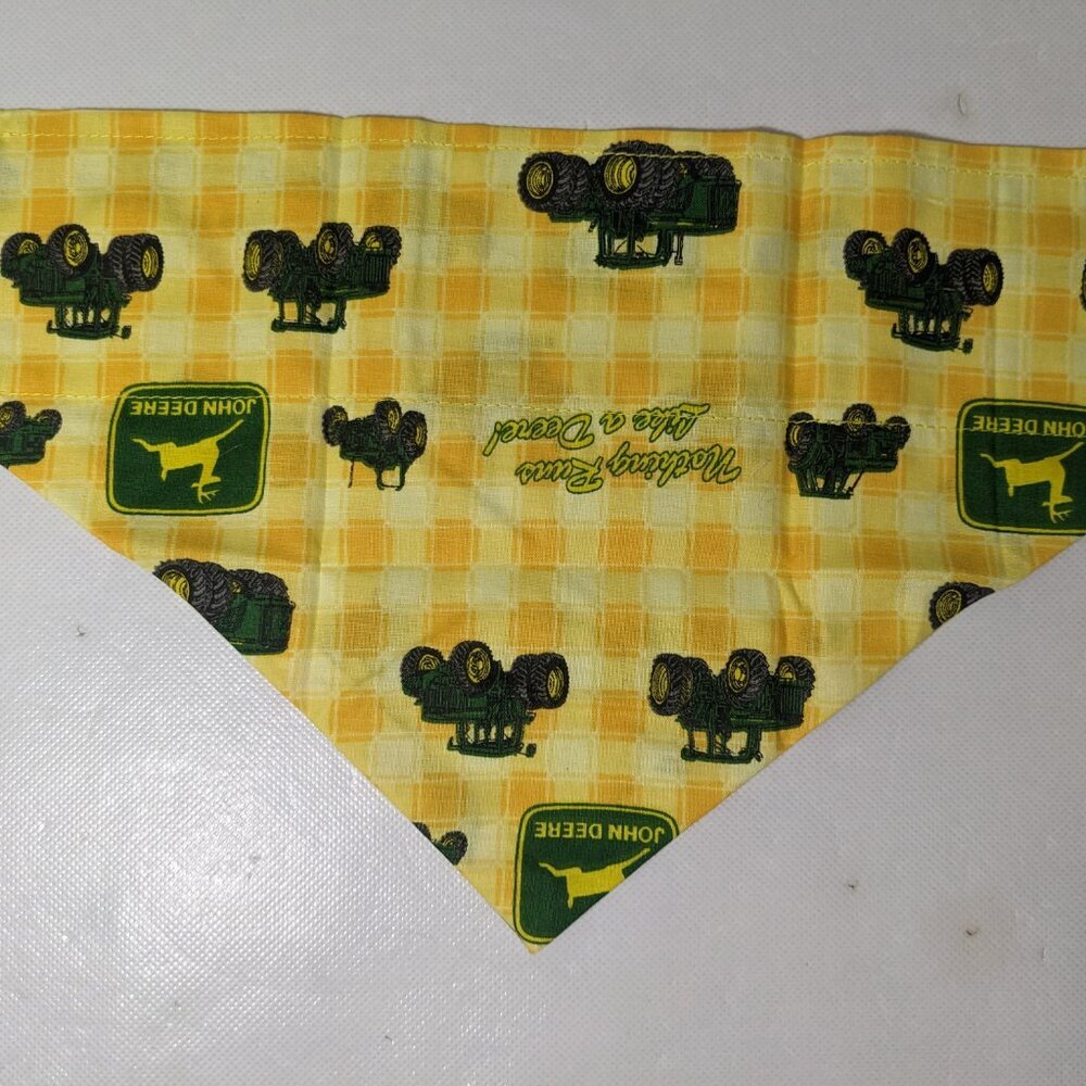 NEW- Homemade John Deere Tractors Dog Bandana (12" x 8") Size L-XL